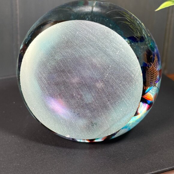 Signed Robert Held Art Glass Paperweight Vintage Studio Glass Orb Purple & Teal - Picture 10 of 12